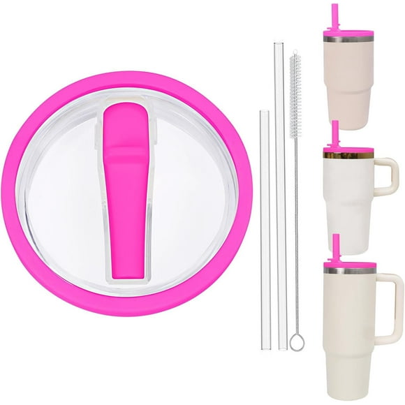 Replacement 30oz and 20oz Leak Proof Tumbler Lid With Straw - Fit For Stanley Adventure Quencher H2.0 30oz, 20oz With Handler and 20oz Without Handle Tumbler (Pink, 20oz and 30oz)