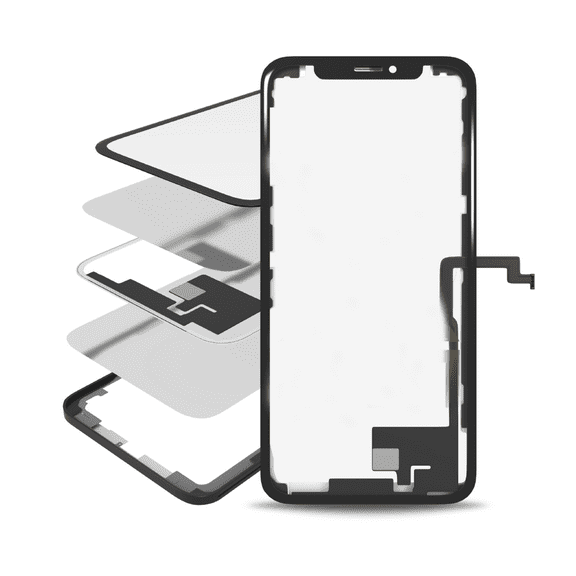 Replacement 4 in 1 With Frame Included (Front Glass + OCA + Long Touch + OCA Pre-Installed) Compatible For iPhone X (OCA Master)