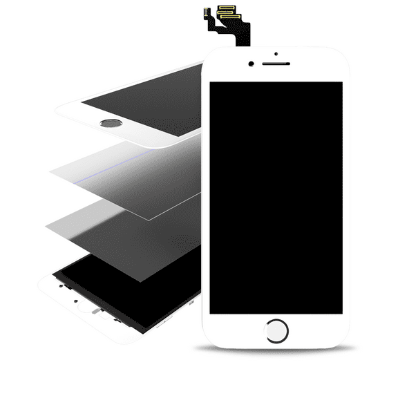 Replacement 4in1 (Front Glass + Frame + Polarizer + OCA Pre-Installed) Compatible For iPhone 6 Plus (2 Pack) (White)