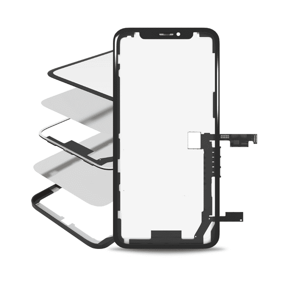 Replacement 4in1 With Frame Included (Front Glass + OCA + Long Touch + OCA Pre-Installed) Compatible For iPhone XS Max (OCA Master)