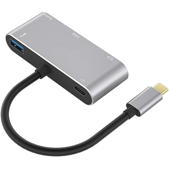 Replacement 5 in 1 USBC to HDMI VGA USB3.0 PD100W 3.5 YJJSKEJIo Dock Adapter Compatible PC Host Laptop Mac TYPEC External HDMI TV Monitor Projector Cable Converter Splitter 4K30HZ