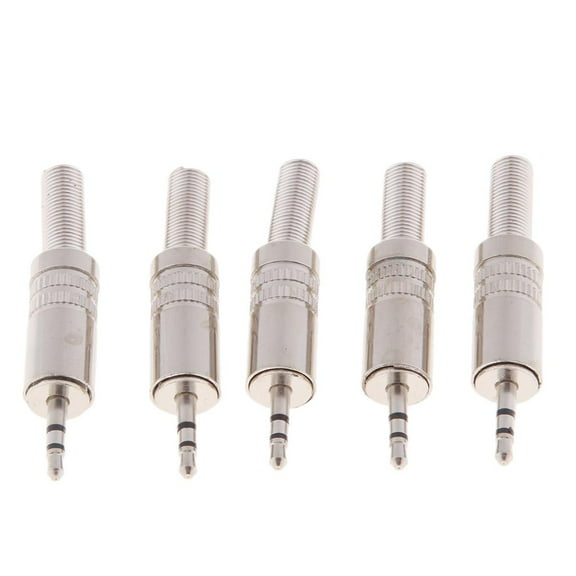 Replacement 5-Pack TRS Male Plug 3 Pole Stereo 2.5mm Solder Type DIY Audio Cable Connector For Repair Headphs Headset