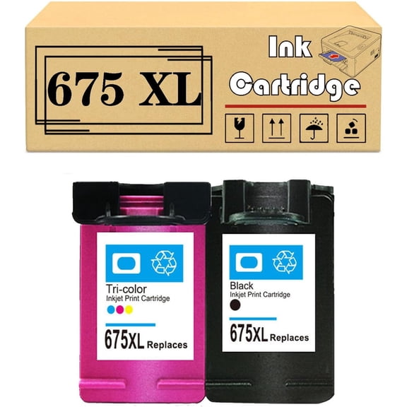 Replacement 675XL 675 Ink Cartridges Compatible for HP OfficeJet 4000 4400 4575 Printers