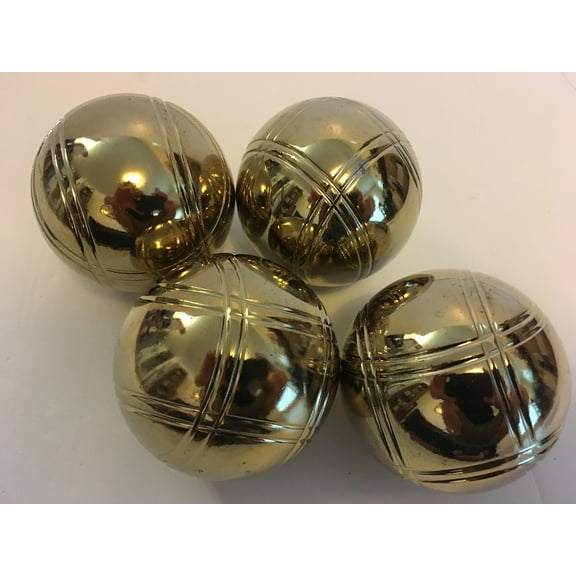 Replacement 73mm Metal Bocce/Petanque Gold Balls - Pack of 4 with Large Criss Cross Pattern
