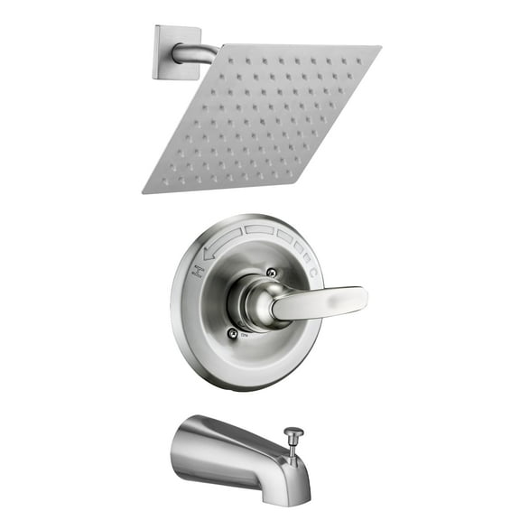 Replacement 8" Rain Shower Faucet Tub Trim Kit for Delta 13/14 Series, High Pressure Square Rain Shower Head& Handle Set System, Brushed Nickel (Valve& Catridge Not Inclued)
