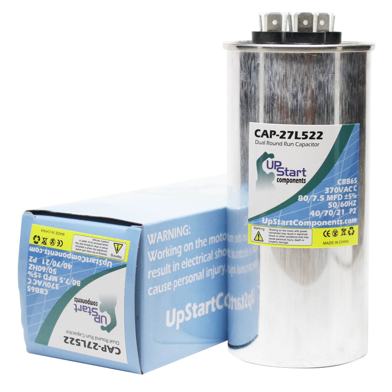 その他 m Replacement 80/7.5 MFD 370 Volt Round Dual Run Capacitor