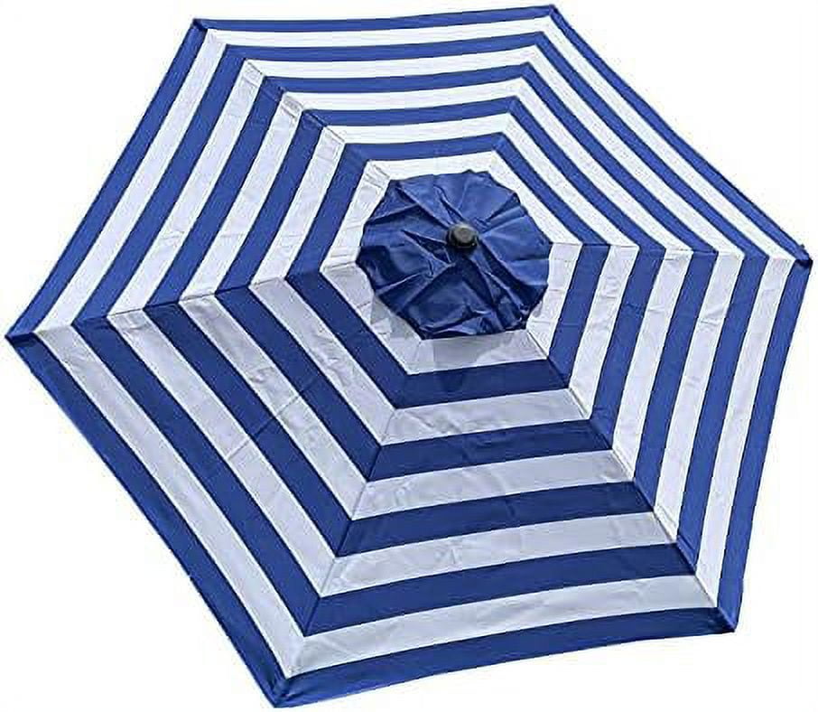 Replacement 9 Ft 6 Ribs ROYAL BLUE/WHITE STRIPE" STRONG THICK" Umbrella