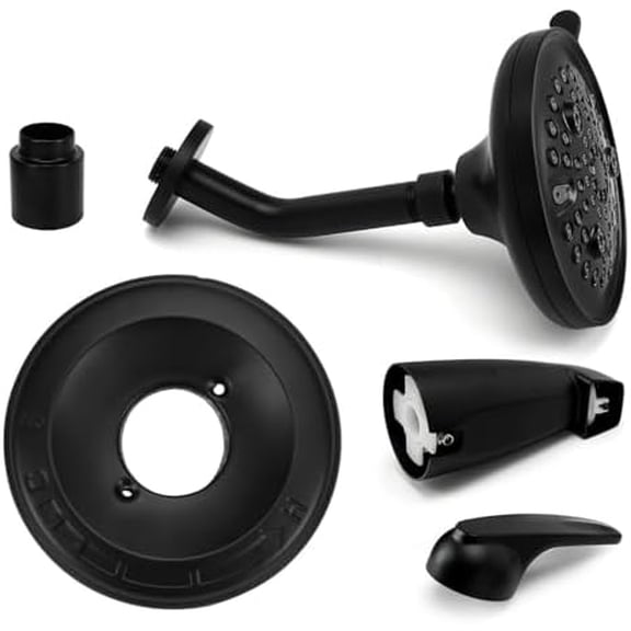 Replacement 9-Setting Black Tub Trim Kit for Delta 13/14 Series R10000 Valve, 5.5" Show-er He-ad and Handle Set, Matte Black (Valve and Cartridge Not Included)$$Tools & Hardware Other