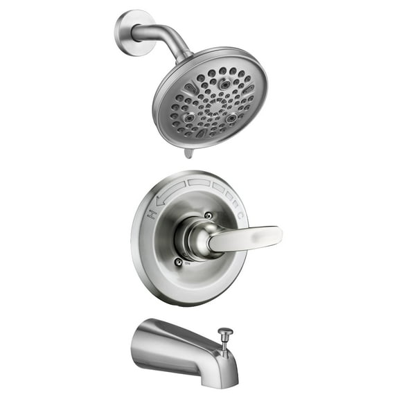 Replacement 9-Setting Rain Shower Faucet Tub Trim Kit for Delta 13/14 Series, High Pressure 5.5" Round Rain Shower Head& Handle Set, Brushed Nickel(Valve& Catridge Not Inclued)