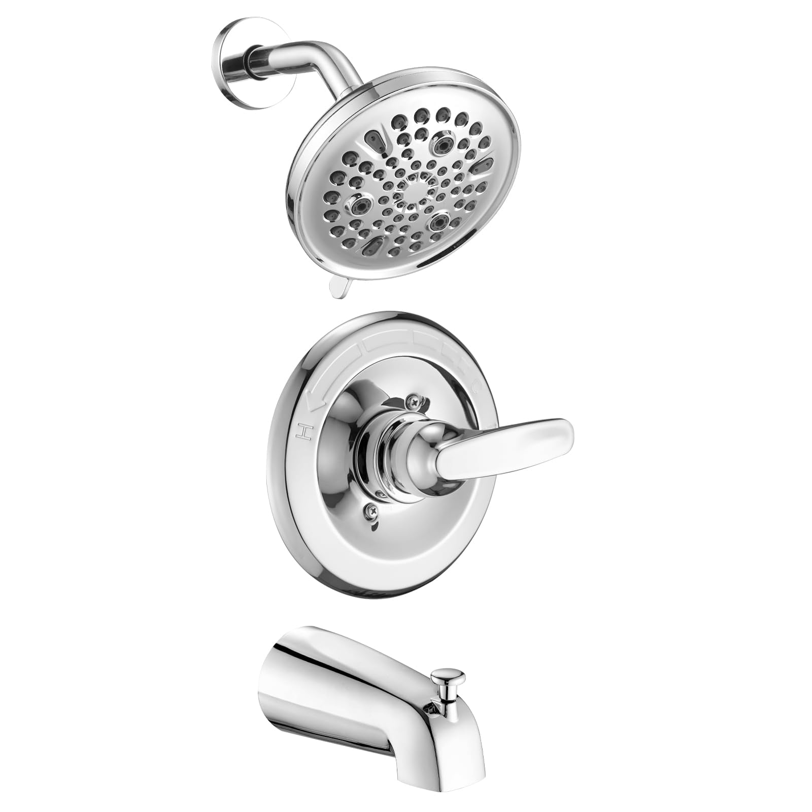 Replacement 9-Setting Rain Shower Faucet Tub Trim Kit for Delta 13/14 Series, High Pressure 5.5" Round Rain Shower Head& Handle Set, Chrome (Valve& Catridge Not Inclued)