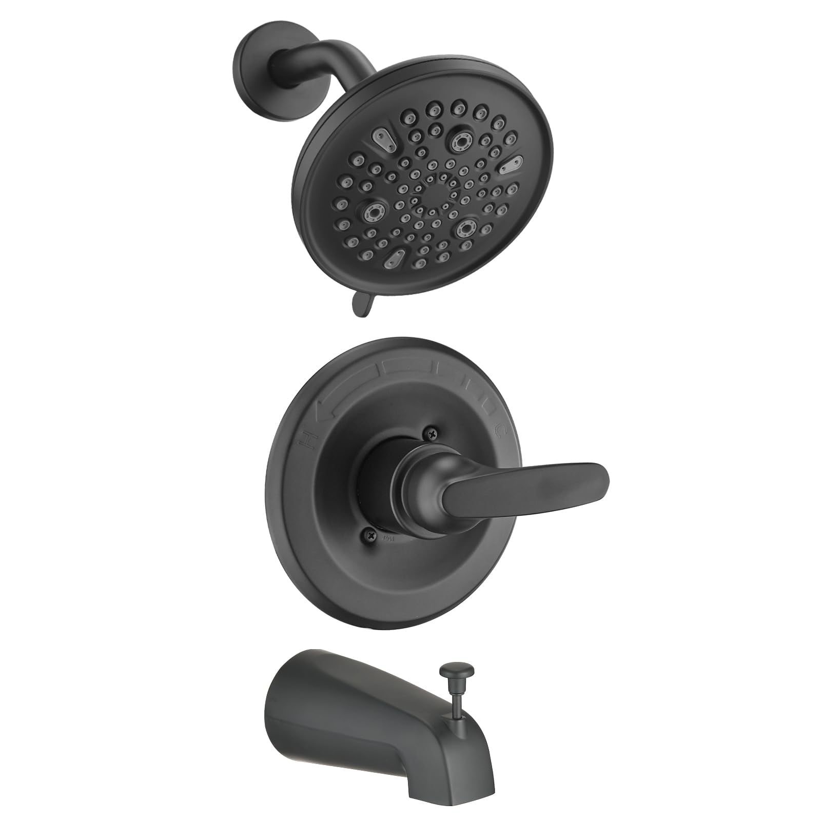 Replacement 9-Setting Rain Shower Faucet Tub Trim Kit for Delta 13/14 Series, High Pressure 5.5" Round Rain Shower Head& Handle Set, Matte Black(Valve& Catridge Not Inclued)