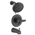 thumbnail image 1 of Replacement 9-Setting Rain Shower Faucet Tub Trim Kit for Delta 13/14 Series, High Pressure 5.5" Round Rain Shower Head& Handle Set, Matte Black(Valve& Catridge Not Inclued), 1 of 8