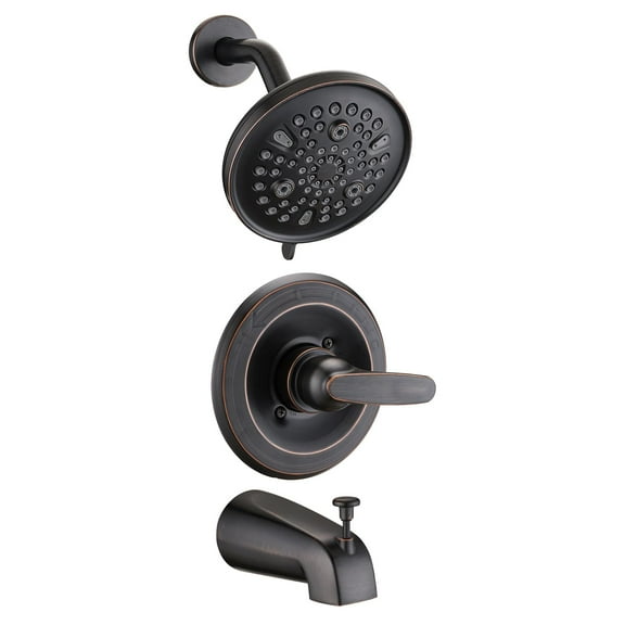 Replacement 9-Setting Rain Shower Faucet Tub Trim Kit for Delta 13/14 Series, High Pressure 5.5" Round Rain Shower Head& Handle Set, Oil Rubbed Bronze(Valve& Catridge Not Inclued)