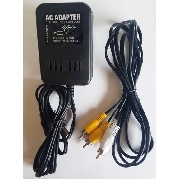 Replacement AC Adapter Power Cable Cord With A/V Audio Video Cable For Nintendo NES Bundle Combo Pack