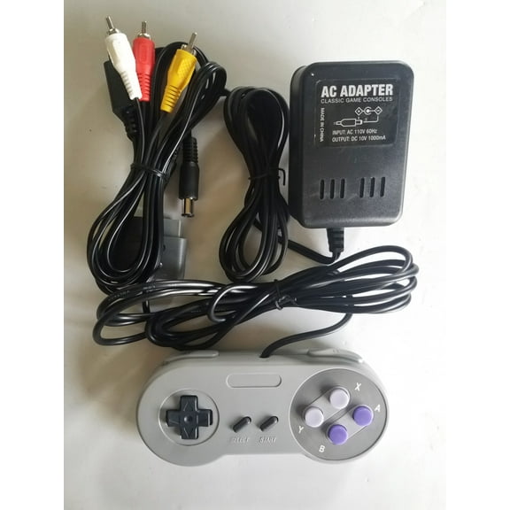 Replacement AC Adapter Power Cable Cord With A/V Audio Video Cable and 1 Controller For Super Nintendo SNES Bundle Pack
