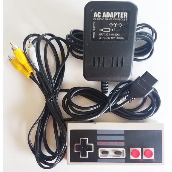 Replacement AC Power Adapter Cable Cord With A/V Audio Video Cable and 1 Controller for Nintendo NES Bundle Pack
