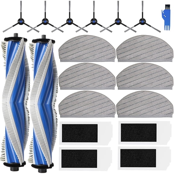 Replacement Accessories Kit for ECOVACS DEEBOT N20 Plus N20 Pro Plus Yeedi C12 Pro Plus, 2 Main Brushes, 4 Filters, 6 Mop Pads, Side Brushes