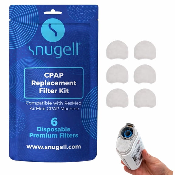 Snugell CPAP Filters, 6-Pack - Compatible with ResMed AirMini - Ensures Air Filtration, Easy Installation, and Cleaner Breathing Air