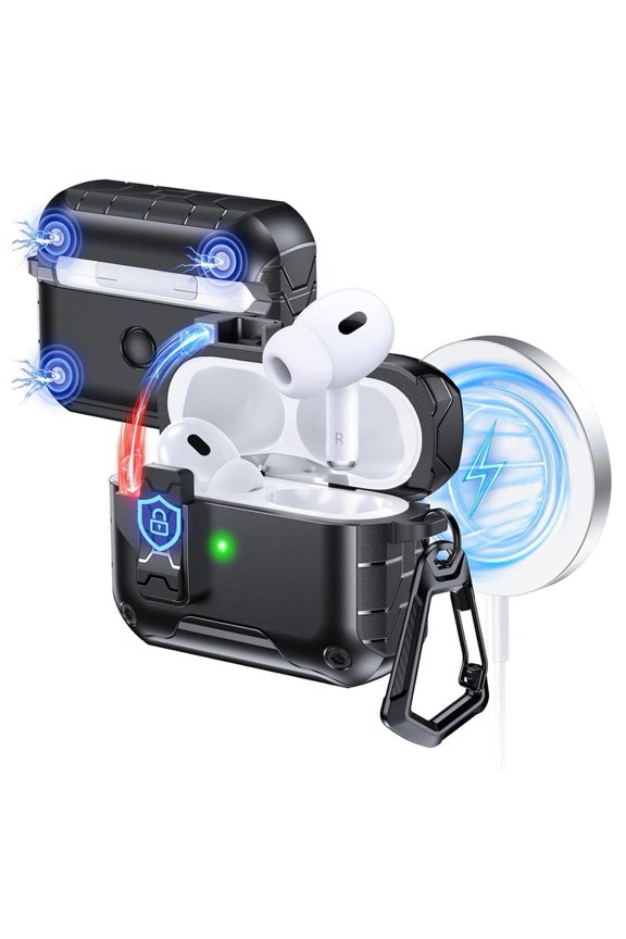 Replacement for AirPods Pro 3 Case (2025), Powerful Drop Protection TPU Case with Magnetic Lid & Keychain for -pods Pro 3rd Generation Cover (USB-C Cable),