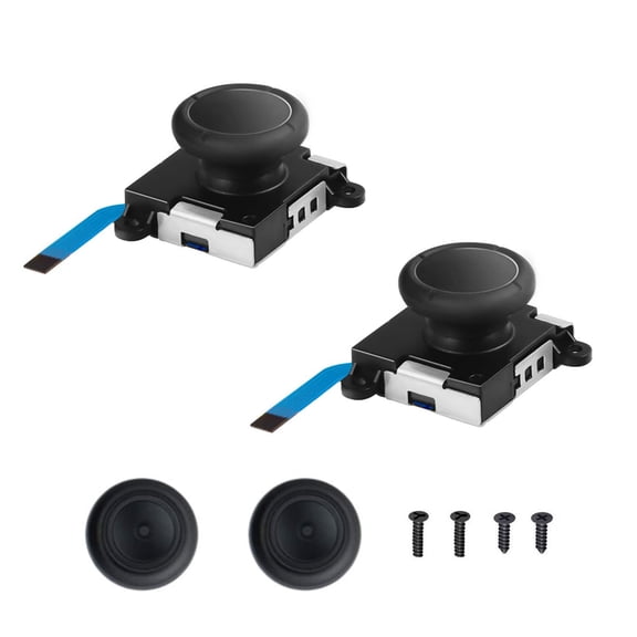 Replacement Analog Joystick 2-Pack Compatible with Nintendo Switch Joy-Con & Switch Lite, Left/Right Thumbstick Module with Caps & Screws (Black)
