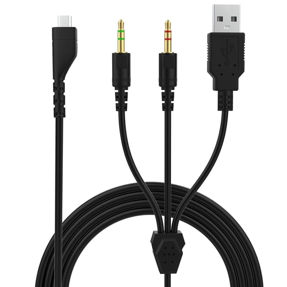 Replacement Audio Cable Compatible with SteelSeries Arctis 3, 5, 7, Pro Gaming Headset to PC Laptop (6.5 FT, Black)