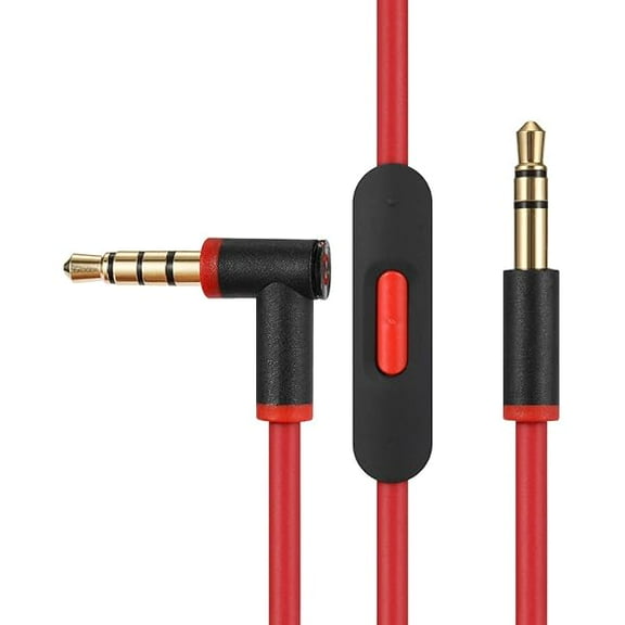Replacement Audio Cable Cord Wire with in line Microphone and Control for Beats by Dr Dre Headphones Solo Studio Pro Detox Wireless Mixr Executive Pill (Black Red)