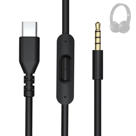 Replacement Audio Cable USB C to 3.5mm for Beats Solo 4 3 2, Studio 2 3 Pro, Detox Wireless Mixr Executive Pill Headphones Aux Cord with Microphone & Volume for iPhone 17 16 15, Laptop (Black)