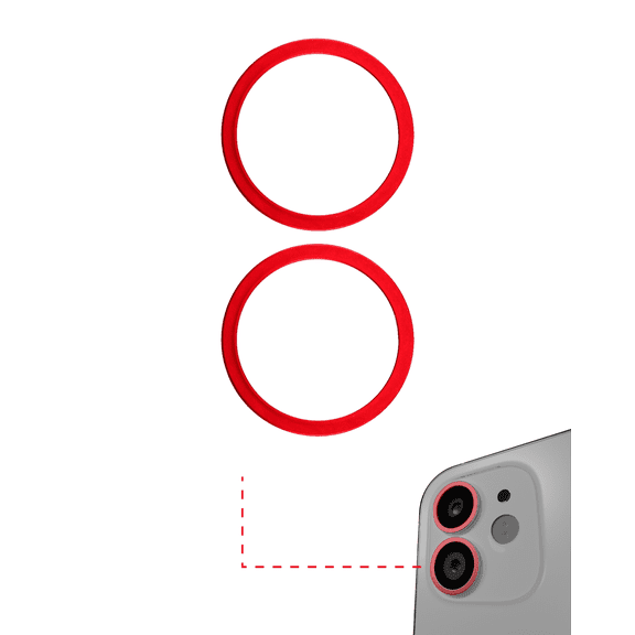 Replacement Back Camera Bezel Ring Only Compatible For iPhone 11 / 12 / 12 Mini (Red) (2 Piece Set) (10 Pack)
