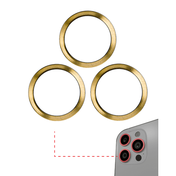 Replacement Back Camera Bezel Ring Only Compatible For iPhone 12 Pro (Gold) (3 Piece Set) (10 Pack)