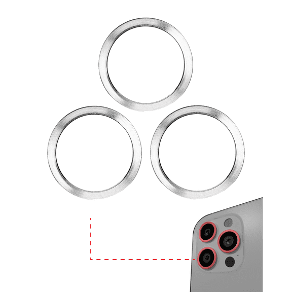 Replacement Back Camera Bezel Ring Only Compatible For iPhone 12 Pro Max (Silver) (3 Piece Set) (10 Pack)