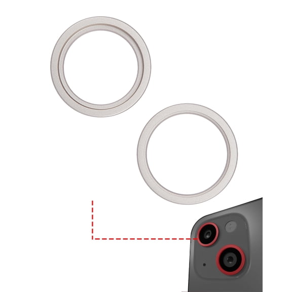 Replacement Back Camera Bezel Ring Only Compatible For iPhone 14 / 14 Plus (Starlight) (2 Piece Set)