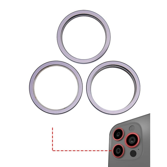 Replacement Back Camera Bezel Ring Only Compatible For iPhone 14 Pro / 14 Pro Max (Deep Purple) (3 Piece Set)