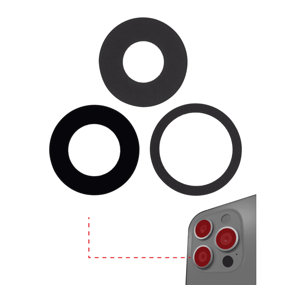 Replacement Back Camera Lens (Glass Only) With Adhesive Compatible For iPhone 13 Pro / 13 Pro Max (3 Piece Set) (Real Sapphire) (Premium)