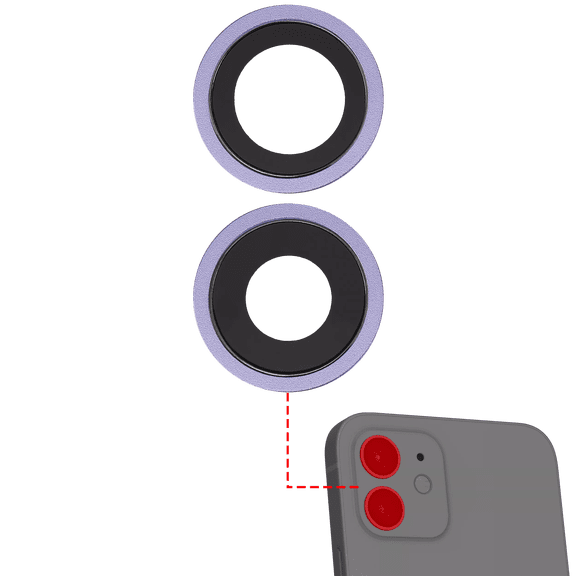 Replacement Back Camera Lens With Bracket & Bezel Compatible For iPhone 12 / 12 Mini (Aftermarket Plus) (Purple)