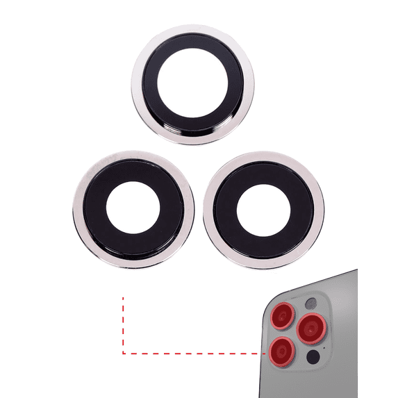 Replacement Back Camera Lens With Bracket & Bezel Compatible For iPhone 12 Pro Max (Silver) (Real Sapphire / Premium)