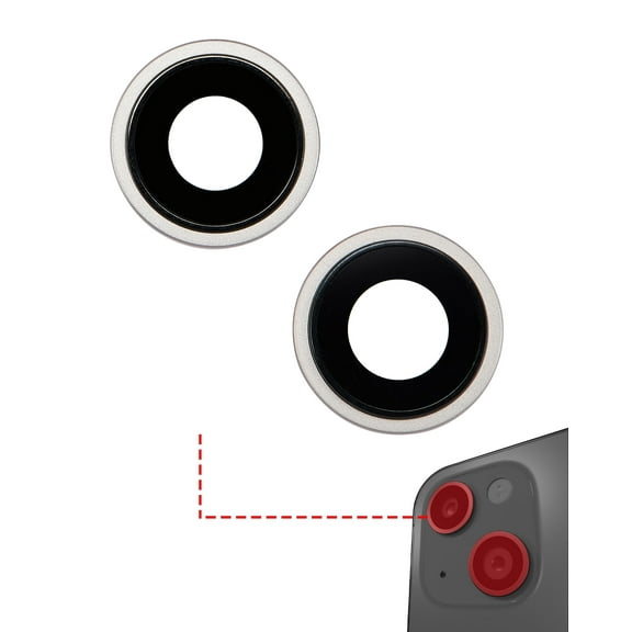 Replacement Back Camera Lens With Bracket & Bezel Compatible For iPhone 14 / 14 Plus (2 Piece Set) (Premium) (Starlight)