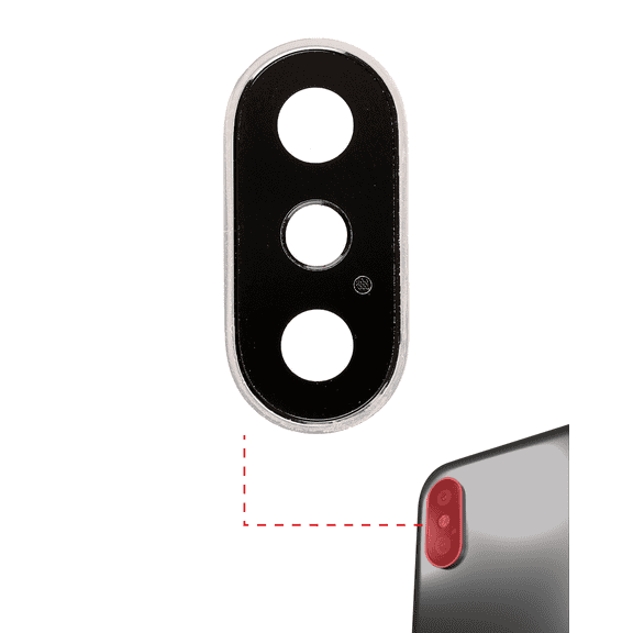 Replacement Back Camera Lens With Bracket & Bezel Compatible For iPhone X (Silver) (Real Sapphire l Premium)