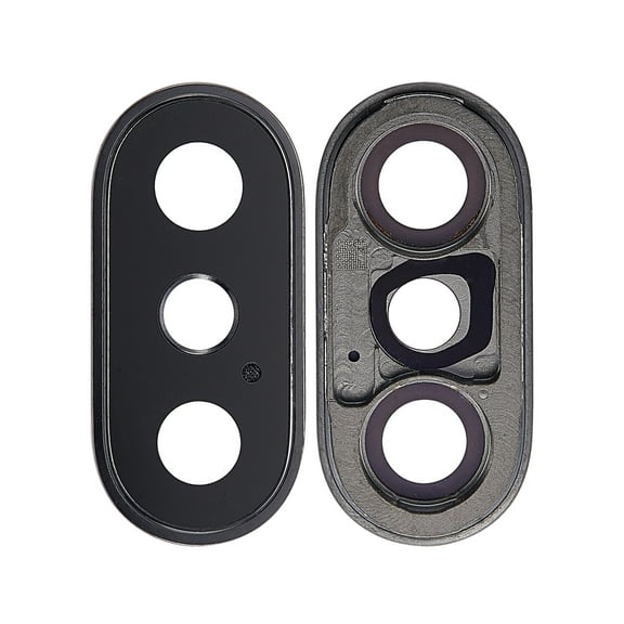 Replacement Back Camera Lens With Bracket & Bezel Compatible For iPhone X (Space Gray) (Real Sapphire l Premium) (10 Pack)