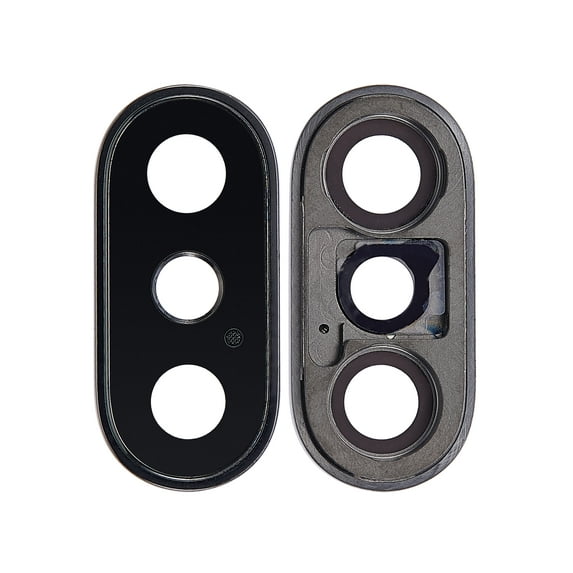 Replacement Back Camera Lens With Bracket & Bezel Compatible For iPhone XS / XS Max (Space Gray) (Real Sapphire l Premium) (10 Pack)
