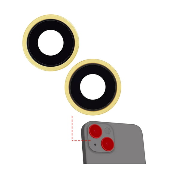 Replacement Back Camera Lens With Bracket & Bezel For iPhone 14 / 14 Plus (2 Piece Set) (Aftermarket Plus) (Yellow)