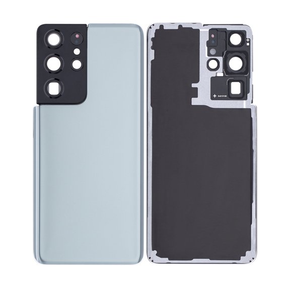 Replacement Back Cover Glass With Camera Lens Compatible For Samsung Galaxy S21 Ultra (No Logo) (Aftermarket Plus) (Phantom Titanium)