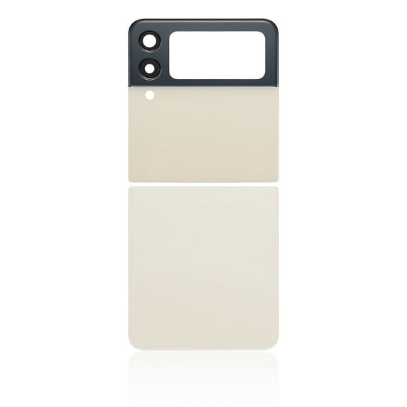 Replacement Back Cover Glass With Camera Lens Compatible For Samsung Galaxy Z Flip 3 5G (Premium) (Cream)