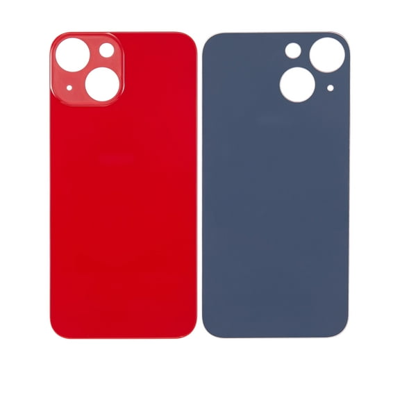 Replacement Back Glass With 3M Adhesive Compatible For iPhone 13 Mini (No Logo / Large Camera Hole) (Red)
