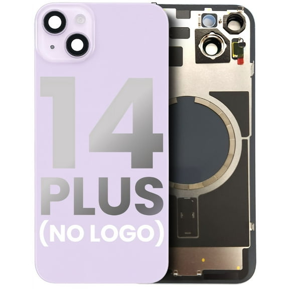 Replacement Back Glass With Steel Plate Charging MagSafe Magnet PreInstalled Compatible For iPhone 14+(Purple) (No Logo)