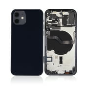 Replacement Back Housing W/ Small Components Pre-Installed Compatible For iPhone 12 No Logo Aftermarket Plus International Version Black