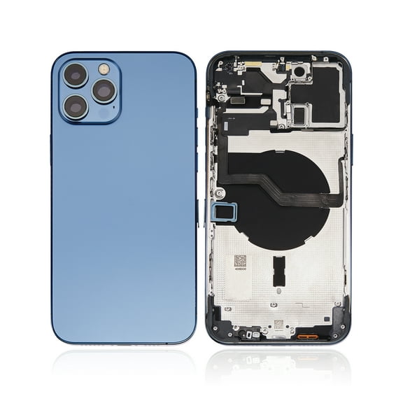 Replacement Back Housing W/ Small Components Pre-Installed Compatible For iPhone 12 Pro Max (No Logo) (Aftermarket Plus) (International Version) (Pacific Blue)