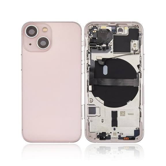 Replacement Back Housing W/ Small Components Pre-Installed Compatible For iPhone 13 Mini (No Logo) (Aftermarket Plus) (US Version) (Pink)