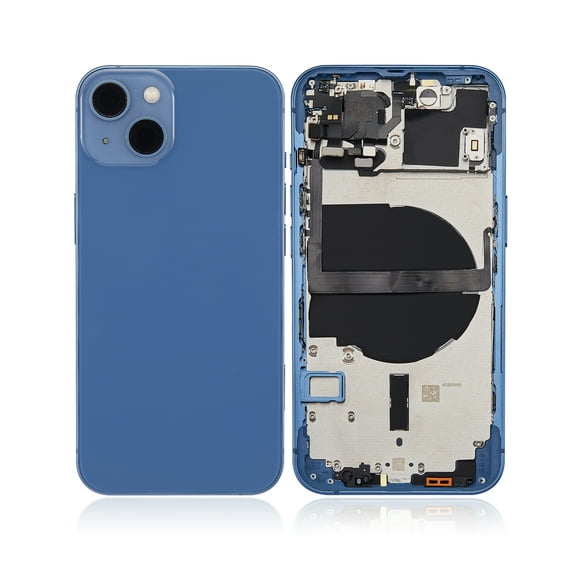 Replacement Back Housing W/ Small Components Pre-Installed Compatible For iPhone 13 (No Logo) (Aftermarket Plus) (US Version) (Blue)