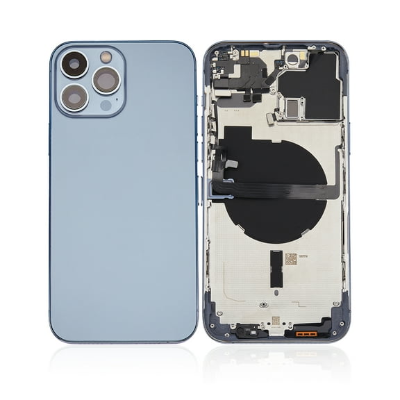 Replacement Back Housing W/ Small Components Pre-Installed Compatible For iPhone 13 Pro Max (No Logo) (Aftermarket Plus) (US Version) (Sierra Blue)