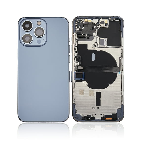 Replacement Back Housing W/ Small Components Pre-Installed Compatible For iPhone 13 Pro (No Logo) (Aftermarket Plus) (US Version) (Sierra Blue)
